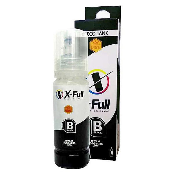 REFIL DE TINTA COMPATÍVEL COM EPSON T504BK T544BK CORANTE PRETO X-FULL 70ML