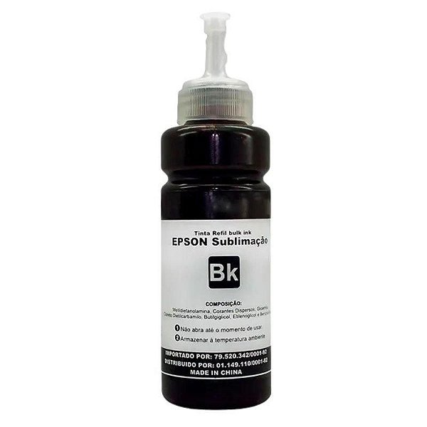 REFIL DE TINTA COMPATÍVEL COM EPSON UNIVERSAL BK SUBLIMÁTICA PRETO MASTERPRINT100ML