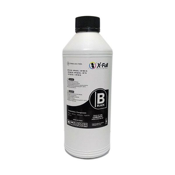 REFIL DE TINTA COMPATÍVEL COM HP UNIVERSAL BK PIGMENTADA PRETO X-FULL 1L