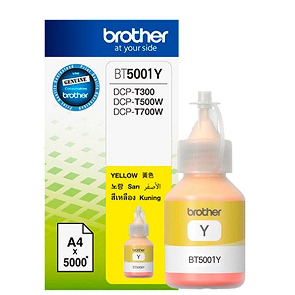 REFIL DE TINTA ORIGINAL BROTHER BT5001Y PIGMENTADA AMARELO 48.8ML