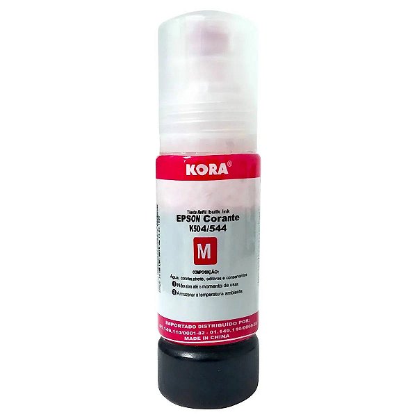 REFIL DE TINTA COMPATÍVEL COM EPSON T504M T544M CORANTE MAGENTA KORA 70ML