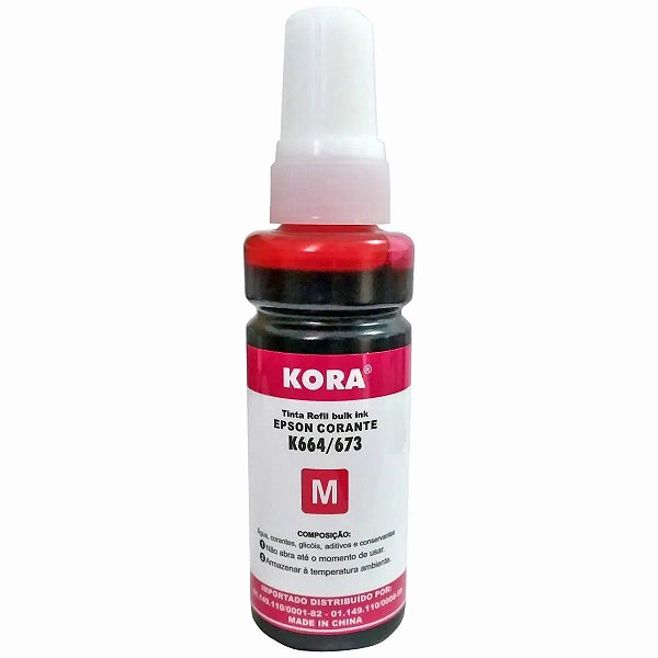 REFIL DE TINTA COMPATÍVEL COM EPSON T664M T673M CORANTE MAGENTA KORA 70ML