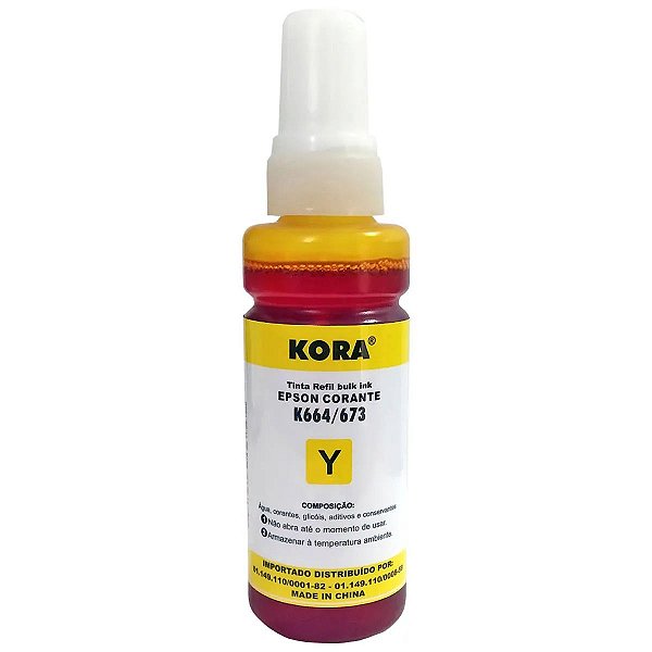 REFIL DE TINTA COMPATÍVEL COM EPSON T664Y T673Y CORANTE AMARELO KORA 100ML