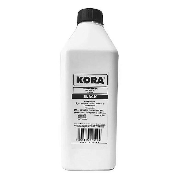 REFIL DE TINTA COMPATÍVEL COM EPSON UNIVERSAL BK INK JET CORANTE PRETO KORA 1L