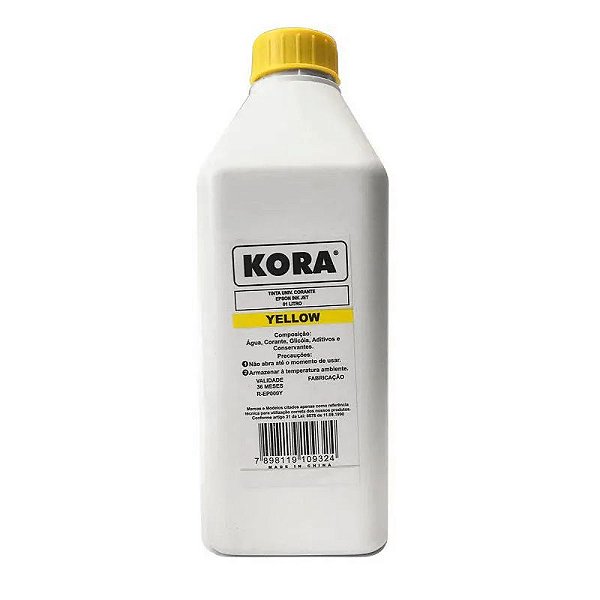REFIL DE TINTA COMPATÍVEL COM EPSON UNIVERSAL Y INK JET CORANTE AMARELA KORA 1L