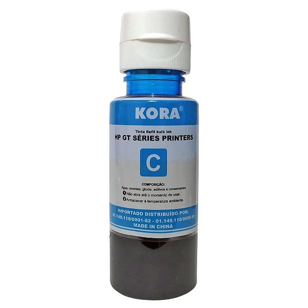 REFIL DE TINTA COMPATÍVEL COM HP GT52C CORANTE CIANO KORA 70ML