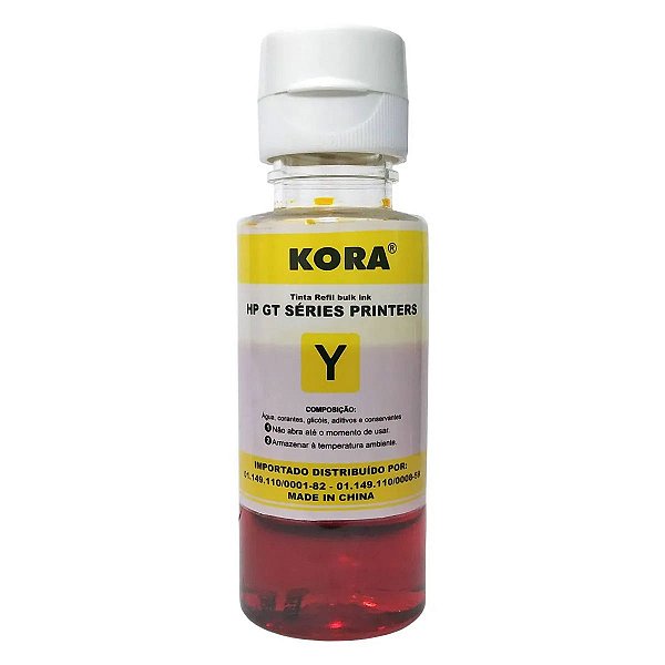 REFIL DE TINTA COMPATÍVEL COM HP GT52Y AMARELO KORA 70ML