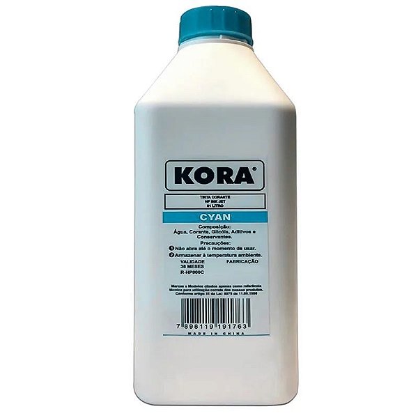 REFIL DE TINTA COMPATÍVEL COM HP UNIVERSAL C INK JET CORANTE CIANO KORA 1L