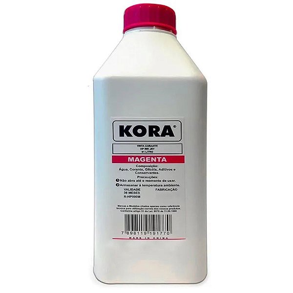 REFIL DE TINTA COMPATÍVEL COM HP UNIVERSAL M INK JET CORANTE MAGENTA KORA 1L