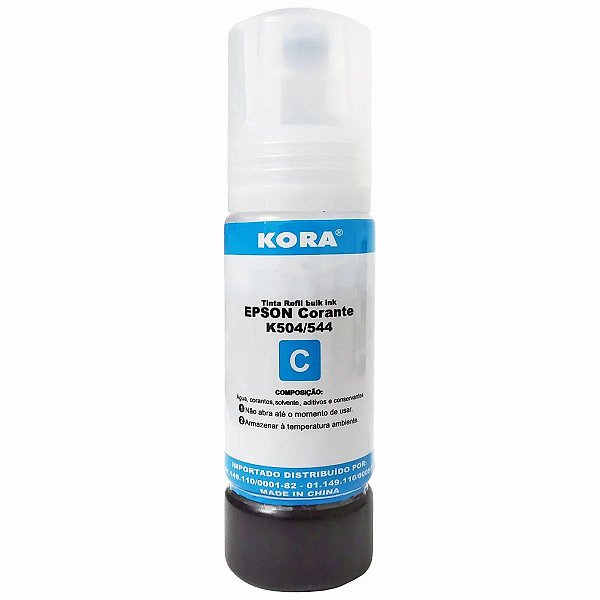 REFIL DE TINTA COMPATÍVEL COM EPSON T504C T544C CORANTE CIANO KORA 70ML