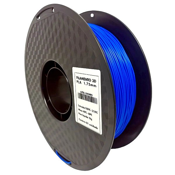 FILAMENTO 3D PLA PARA IMPRESSORA 3D 1.75MM IMPORTADO COR BRILHANTE AZUL ESCURO 1KG