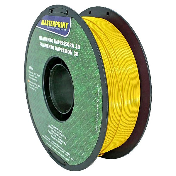 FILAMENTO 3D PLA PARA IMPRESSORA 3D 1.75MM MASTERPRINT COR BRILHANTE AMARELO 1KG