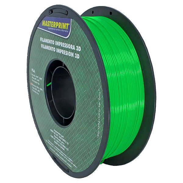 FILAMENTO 3D PLA PARA IMPRESSORA 3D 1.75MM MASTERPRINT COR BRILHANTE VERDE 1KG