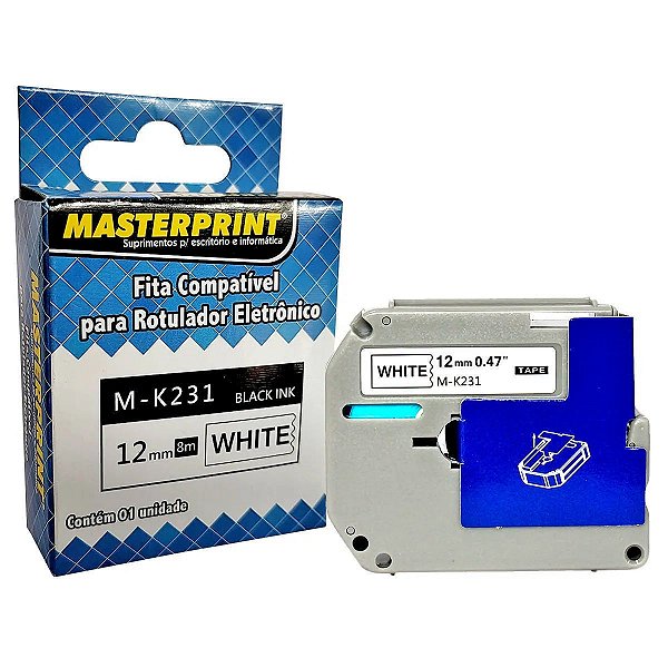 FITA PARA ROTULADOR COMPATÍVEL COM BROTHER 12MMx8M MASTERPRINT K231