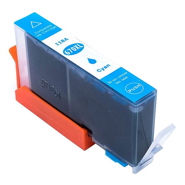 CARTUCHO DE TINTA COMPATÍVEL COM HP H0670XL C CIANO NEUTRO 15ml