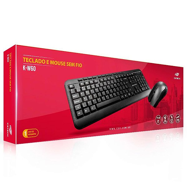 KIT TECLADO E MOUSE WIRELESS C3TECH  K-W60BK