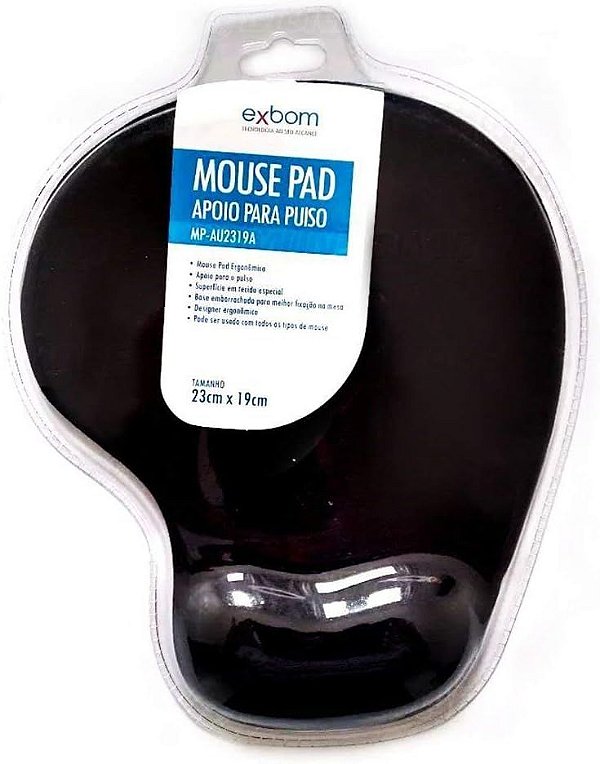 MOUSE PAD COM APOIO PARA PULSO SILICONE EXBOM MP AU2319A PRETO