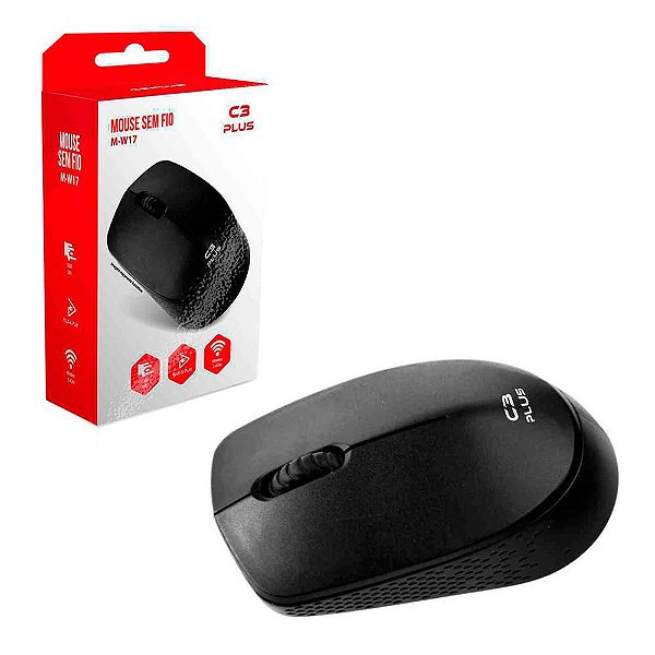 MOUSE SEM FIO WIRELESS 1000DPI C3TECH C3PLUS M-W17BK PRETO