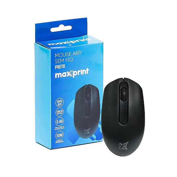 MOUSE SEM FIO WIRELESS 1600DPI MAXPRINT AIRY 60000139 PRETO