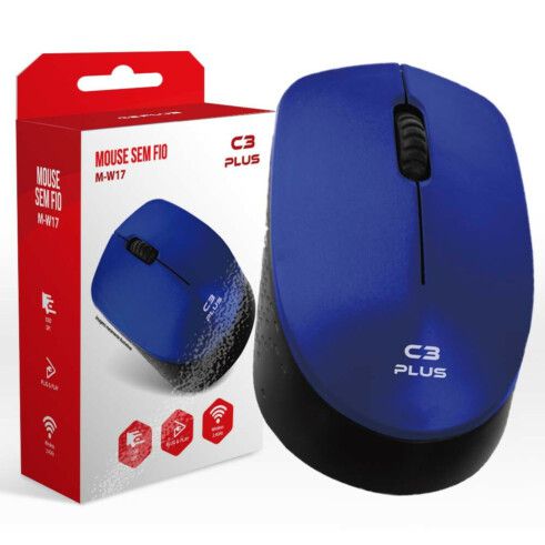 MOUSE SEM FIO WIRELESS PLUS 1000DPI C3TECH M-W17BL AZUL