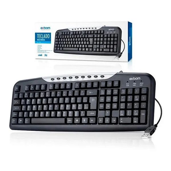 TECLADO COM FIO USB MULTIMIDIA EXBOM BK146M PRETO