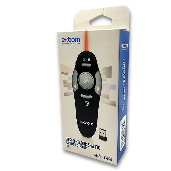APRESENTADOR DE SLIDES E APONTADOR LASER SEM FIO  EXBOM LPT-8