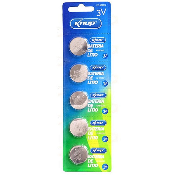 BATERIA BOTÃO 3V KNUP KP-BT2032 COM 5 UNIDADES