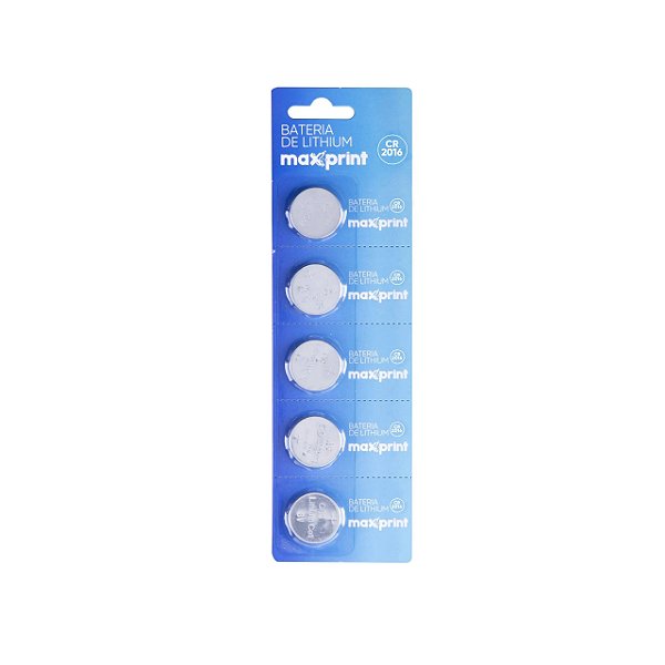 BATERIA BOTÃO 3V MAXPRINT CR-2016 COM 5 UNIDADES