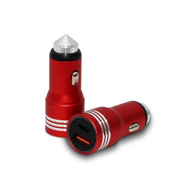 CARREGADOR VEICULAR METÁLICO 2 ENTRADAS USB COM CABO IT-BLUE LE-531CC VERMELHO