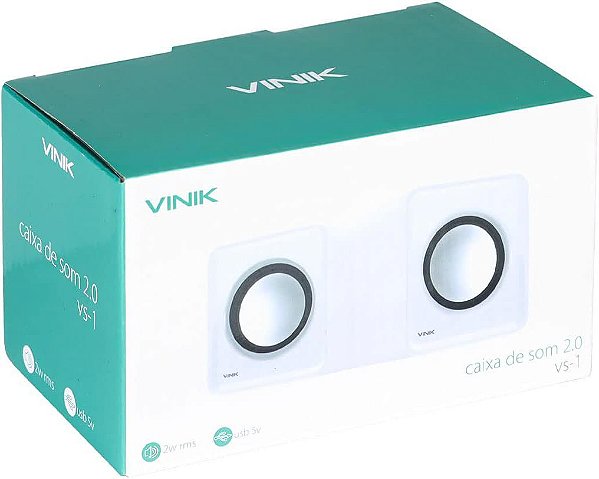 CAIXA DE SOM 2.0 USB 5V 2X1W VINIK BRANCA