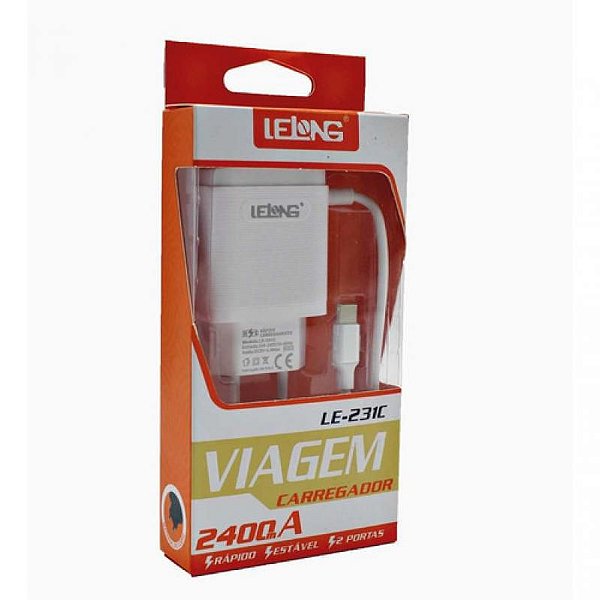 CARREGADOR PARA CELULAR TIPO C LELONG LE-231C