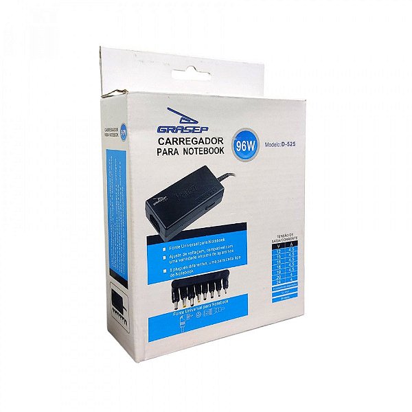 CARREGADOR PARA NOTEBOOK 96W UNIVERSAL GRASEP D525A+
