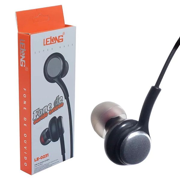 FONE DE OUVIDO SUPER BASS COM MICROFONE LELONG LE-0231