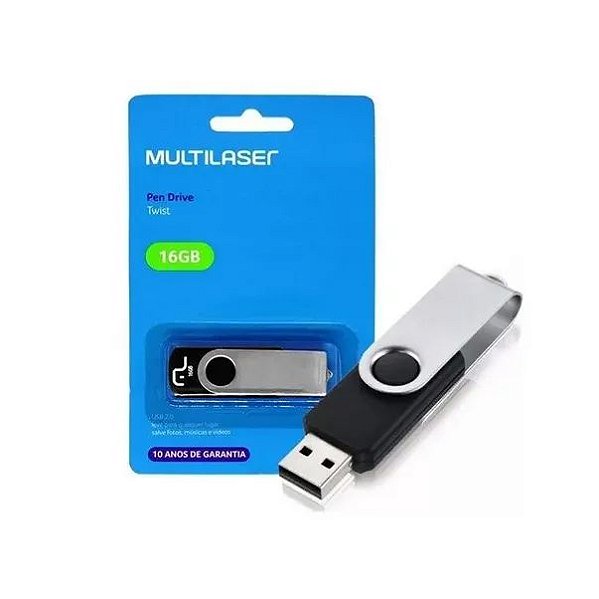 PEN DRIVE MULTILASER TWIST 16GB PD588 PRETO/PRATA