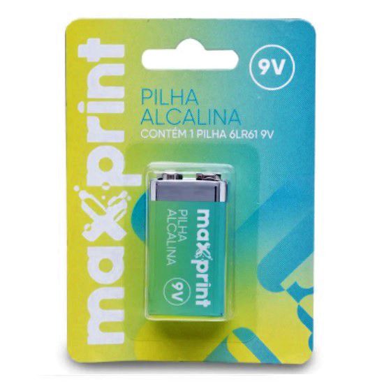PILHA ALCALINA 9V MAXPRINT 6LR61 COM 1 UNIDADE