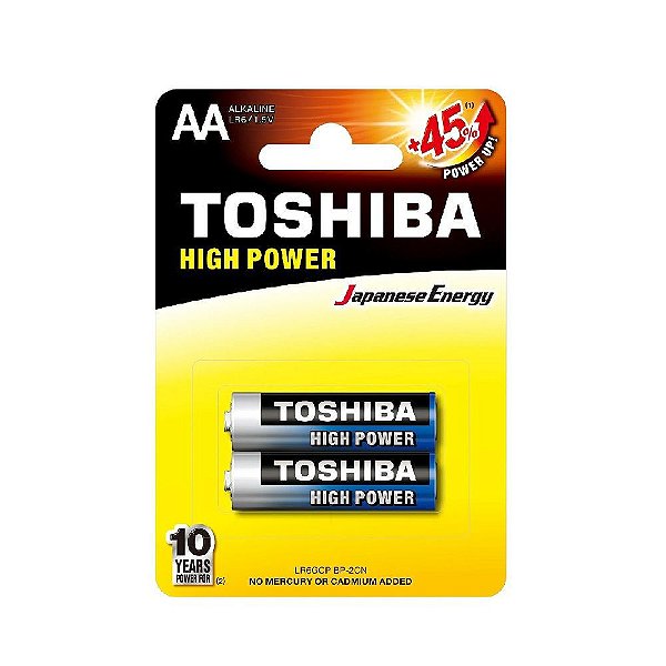 PILHA ALCALINA AA 1.5V TOSHIBA LR6 COM 2 UNIDADES
