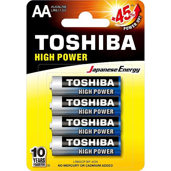 PILHA ALCALINA AA 1.5V TOSHIBA LR6 COM 4 UNIDADES