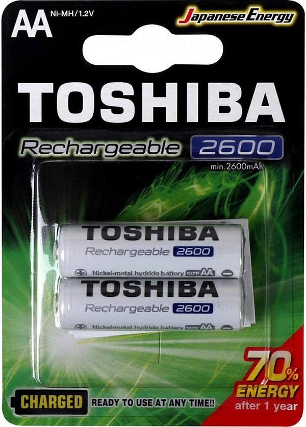 PILHA RECARREGÁVEL AA 1.2V TOSHIBA NI-MH COM 2 UNIDADES