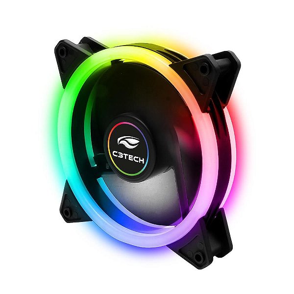 KIT COOLER GABINETE F7-L600RGB 2 FANS ARGB 12X12MM C/CONTROLE + CONTROLADORA + BARRA LED C3TECH
