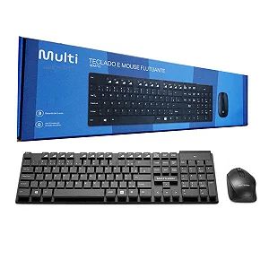 KIT TECLADO E MOUSE SEM FIO MULTIMIDIA COM PILHA MULTILASER TC270 PRETO