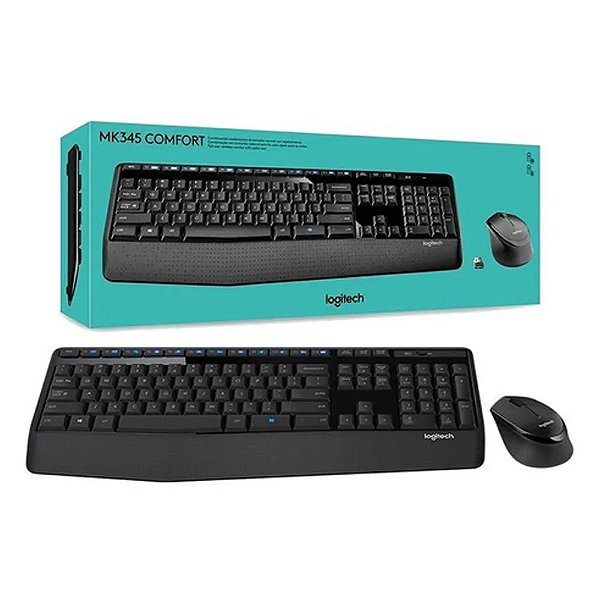 KIT TECLADO E MOUSE SEM FIO MULTIMIDIA LOGITECH MK345 PRETO