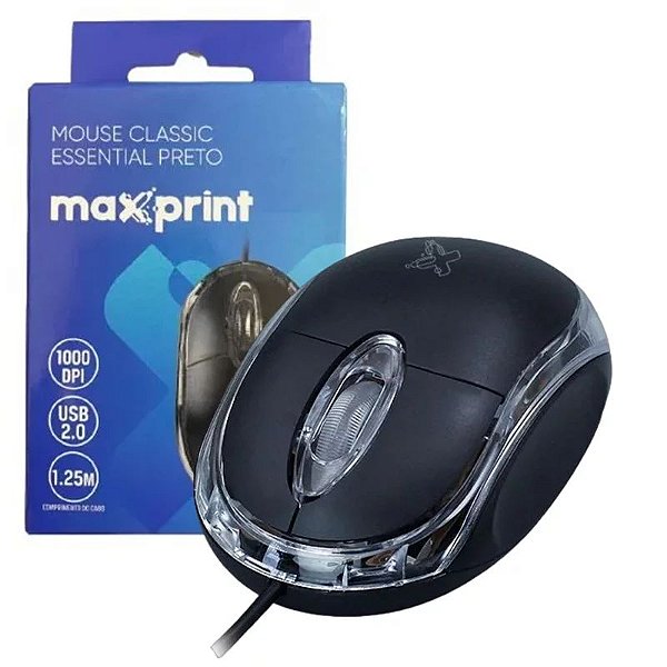 MOUSE COM FIO CLASSIC ESSENTIAL USB MAXPRINT 60000125 PRETO