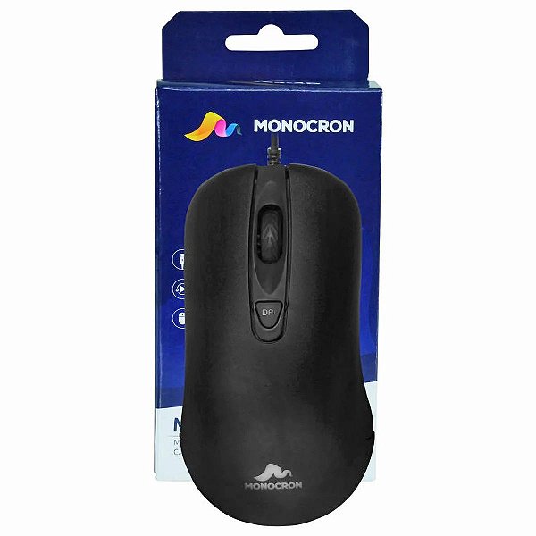 MOUSE ÓPTICO COM CABO USB MONOCRON MN264-4D PRETO