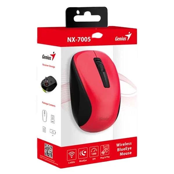 MOUSE SEM FIO 1200DPI 3 BOTÕES AMBIDESTRO GENIUS NX-7005 VERMELHO
