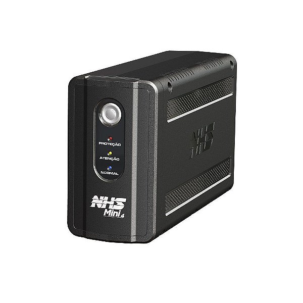 NOBREAK MINI 4 600VA E, BIVOLT 120/220V 12V 6 TOMADAS NHS CONFIG BAT 1X7AH