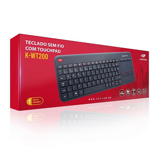 TECLADO SEM FIO COM TOUCHPAD C3TECH K-WT200BK PRETO