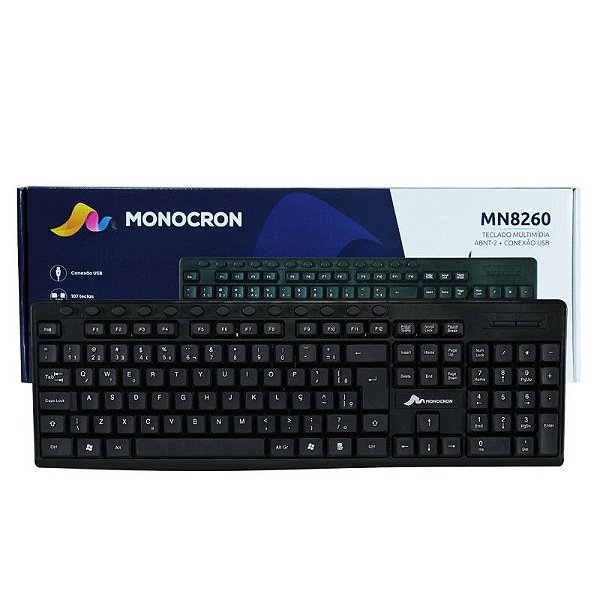 TECLADO COM FIO USB 13 TECLAS MULTIMÍDIA MONOCRON MN8260 PRETO