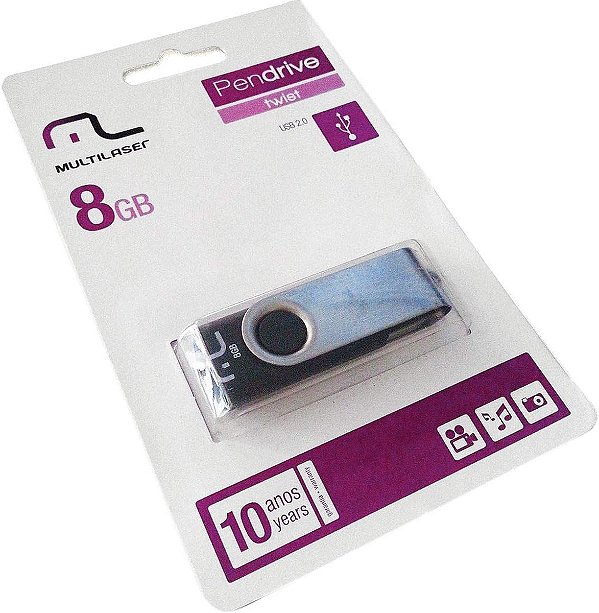PEN DRIVE MULTILASER TWIST 8GB PD587 PRETO/PRATA