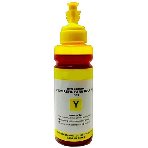 REFIL DE TINTA COMPATÍVEL COM EPSON L100 L200 375 365 CORANTE AMARELO QUALY INK 100ML