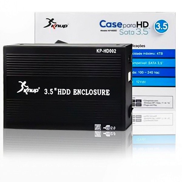ADAPTADOR CASE PARA HD SATA3.5'' USB 2.0 KNUP KP-HD002 PRETO